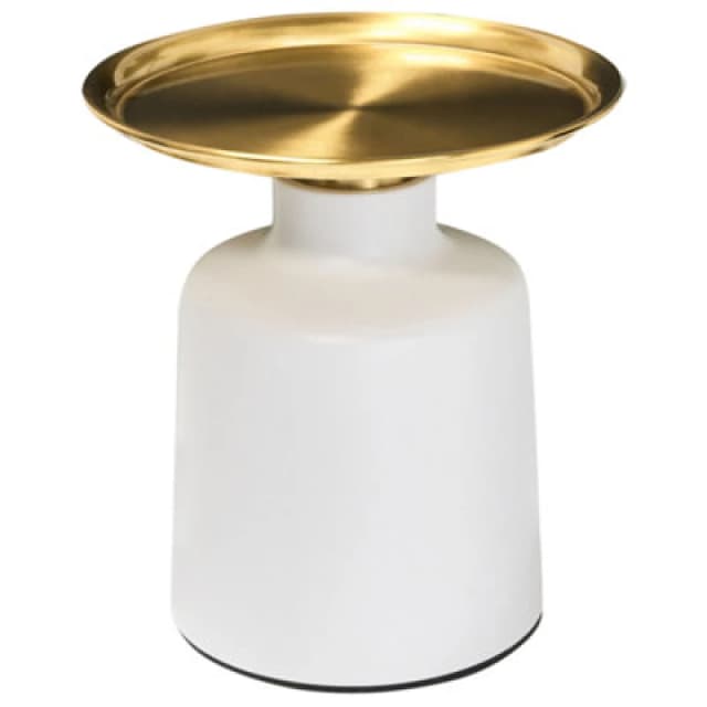 Beliani Side Table Dove Metal White/ Gold