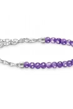 Ladies Thomas Sabo Jewellery Charm Holder Link Bracelet With Violet Beads A2130-007-13-L19V