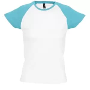 SOLS Womens/Ladies Milky Contrast Short/Sleeve T-Shirt (L) (White/Blue Atoll)
