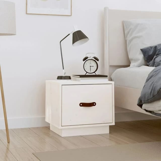 Vidaxl Bedside Cabinet White 40X34X35cm Solid Wood Pine, White 818287