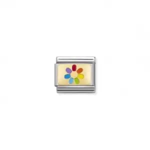 Classic Gold Enamel Rainbow Flower Link Charm 030263/20