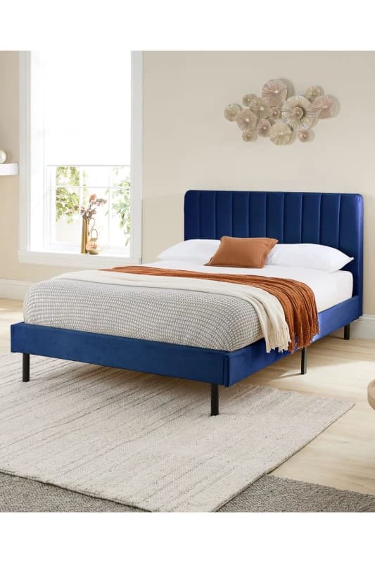 Aspire Furniture Rosella Upholstered Bed Navy - Superking BIA-FRA-BLU-60