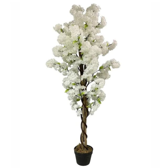 Leaf Design 150cm Artificial White Cherry Blossom Tree
