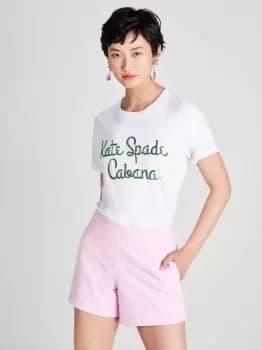 Kate Spade Cabana Logo Tee, White, XS (Uk 4,6)