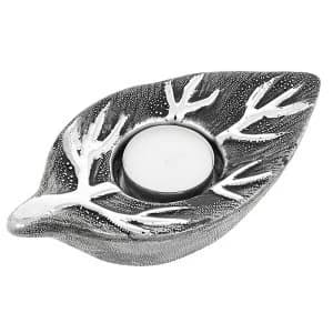 Leaf Shape Tealight Holder Gunmetal