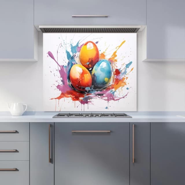 Warren Reed - Designer Watercolour Splashart Easter Eggs Kitchen Splashback Size: 600mm x 750mm Multicolor Unisex 600mm x 750mm