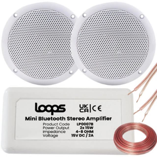 Loops SMART HOME Bluetooth Amplifier & 2x Ceiling Mini Speaker Kit Compact HiFi Amp Multi unisex