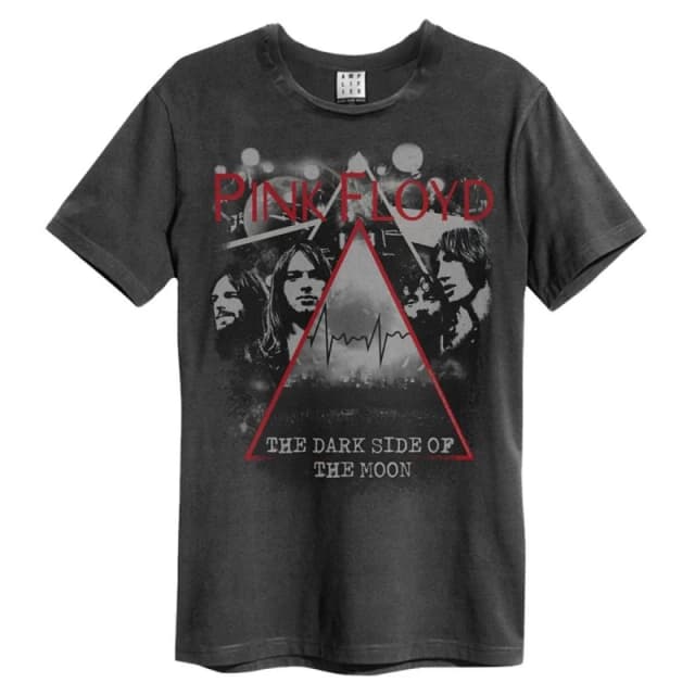 Amplified Amplified Men Pyramid Faces Pink Floyd T-Shirt in Charcoal Size: Small Charcoal S Male 5063470408863