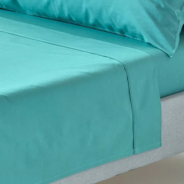 Homescapes Teal Egyptian Cotton Flat Sheet 200 Tc, Double