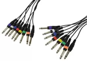 "Cobra Mono 3m 8 Way Loom With Colour Coded 1/4" (6.35mm) Jacks on Both Ends"