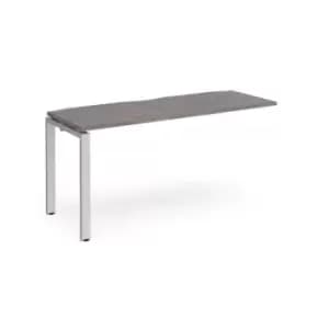Adapt add on unit single 1600mm x 600mm - silver frame and grey oak top
