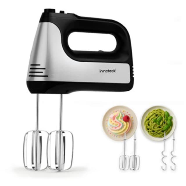 Innoteck Kitchen Pro 5 Speed +Turbo Boost Electric Hand Mixer With Stainless Steel Dough Hook & Whisk Attachments For Baking -400W