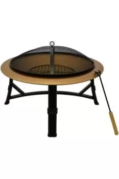 Garden Patio Camping Outdoor Heating Durable Steel Fire Pit Coal, Charcoal and Wood Burning Fire Bowls with Mesh Cover Lid in COPPER