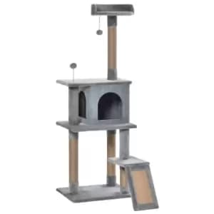 PawHut Cat Tree Tower Climbing With Jute Scratching Post - Light Grey