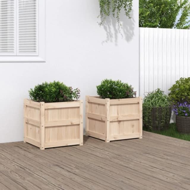 vidaXL Garden Planters 2pc Solid Pine, Brown 837415