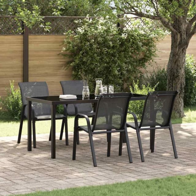 VIDAXL Vidaxl - Stackable Garden Chairs 4 pcs Black Textilene Fabric 8720286844816