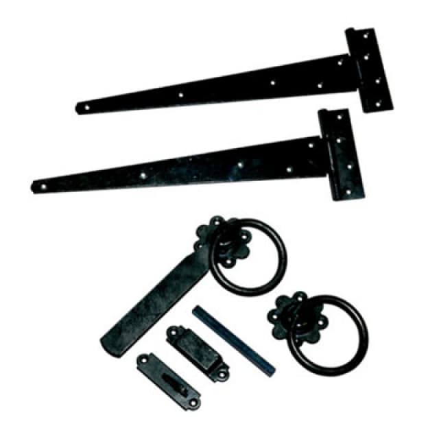 Burbage Iron Craft 18" Carlton Single Gate Fittings, T - Hinge, Latch - Black