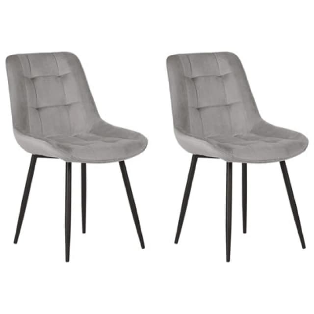 Beliani Set Of 2 Dining Chairs Melrose Velvet Light Grey