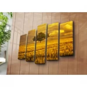 5PATK-168 Multicolor Decorative Canvas Painting (5 Pieces)