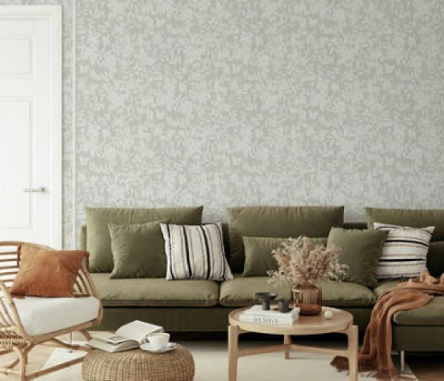 Erismann Botanical Leaf Wallpaper Sage Green White Branches Paste The Wall, Green WL-10435-07