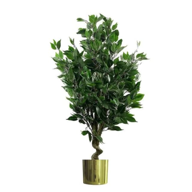 Leaf 110cm Leaf Realistic Artificial Ficus Tree / Plant Gold Planter