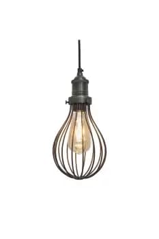 Brooklyn Balloon Cage Pendant, 6 Inch, Pewter, Pewter Holder