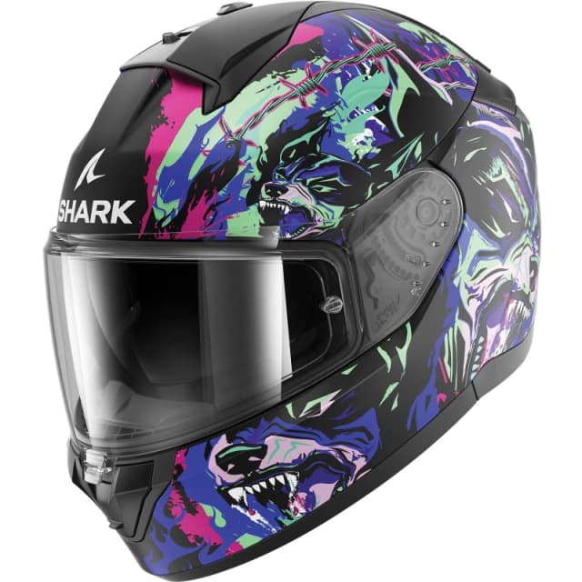 Shark Ridill 2 Racing Beast Helmet, black-pink-green-blue, Size S for Men