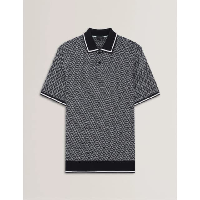 Ted Baker Mens Texture Short Sleeve Polo Shirt Navy male XS (1)