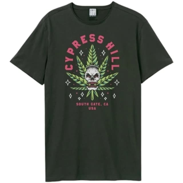 Amplified Amplified Men Skull Leaf Cypress Hill T-Shirt in Charcoal Size: X-Small Charcoal XS Male 5063806002277