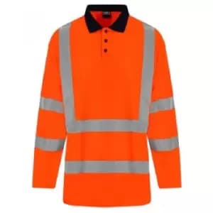 PRO RTX High Visibility Mens Long Sleeve Polo Shirt (3XL) (Orange/Navy) - Orange/Navy