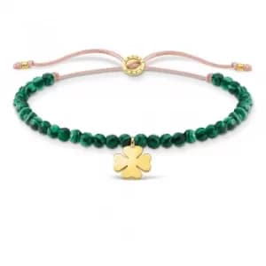 THOMAS SABO Gold Plated Cloverleaf Green Pearl Bracelet...
