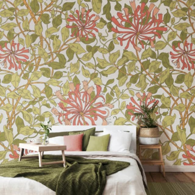 Origin Murals Honeysuckle - Soft Coral Matt Smooth Paste The Wall Mural 350Cm Wide X 280Cm High