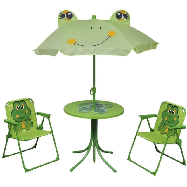 VIDAXL 3 Piece Kids Garden Bistro Set with Parasol Green Vidaxl 41843