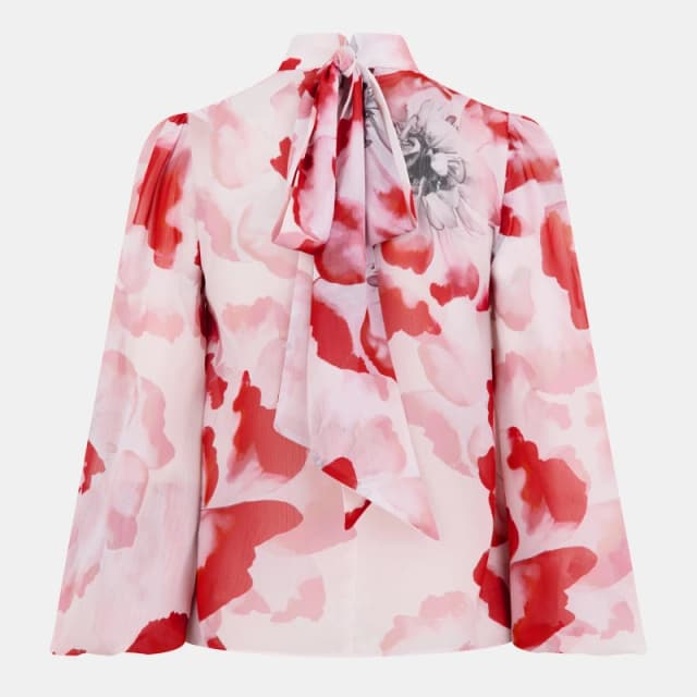 Ted Baker Ladon Tie Neck Blouse Ivory female 6 (2X)