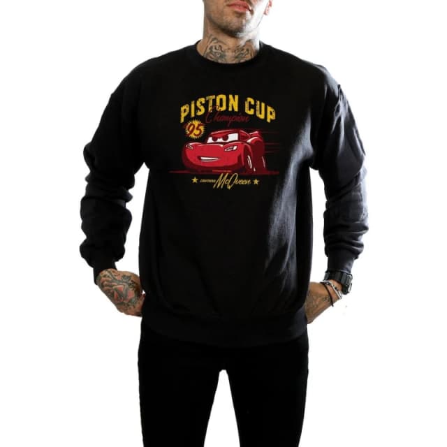 Disney Men Cars Piston Cup Champion Sweatshirt in Black Size: Small Black S Male 5057245929561