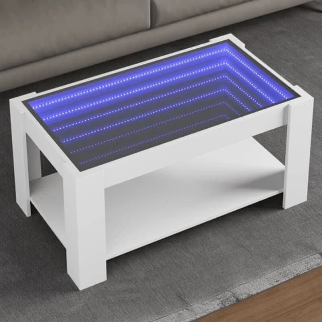 vidaXL Coffee Table with LED White 93x53x45cm Engineered Wood, White 847553