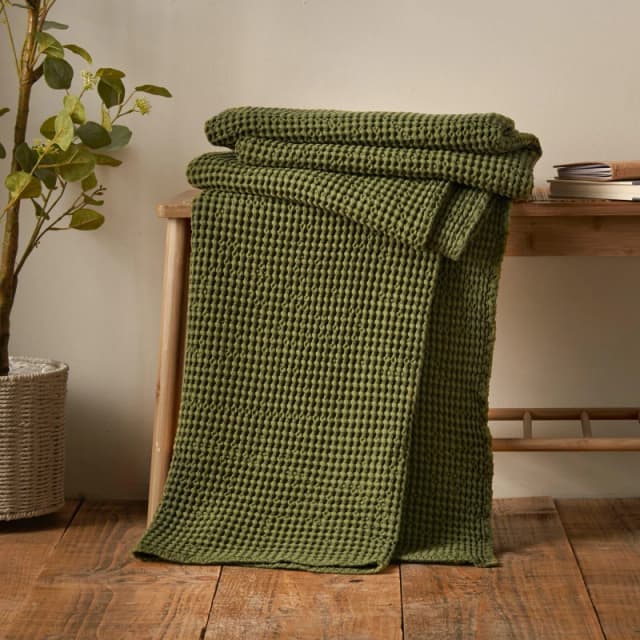 Pineapple Elephant Jaipur Chunky Waffle Cotton Blanket Throw Throws 150x200cm Green 39707815155