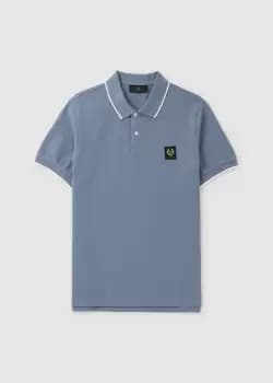 Belstaff Mens Logo Tipped Poloshirt In Blue Flint