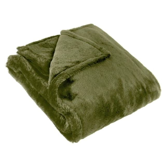 Furn Furn Kallu Double-Sided Faux-Fur Throw in Olive Size: 150cm x 200cm Olive 150cm x 200cm Unisex 5025532814968