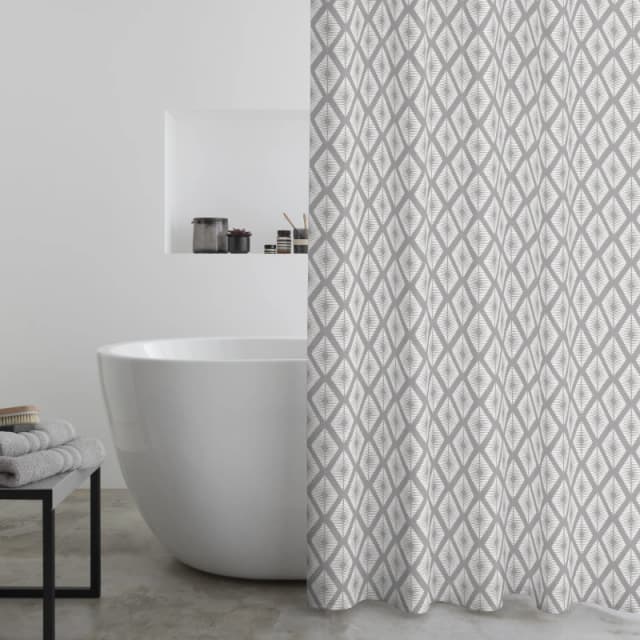 Catherine Lansfield 'Aztec Diamond' Shower Curtain Panel Silver