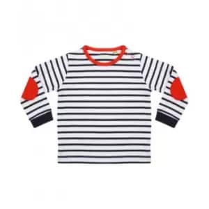Larkwood Baby Boys Striped Long Sleeve T-Shirt (0-6 Months) (Navy/White)
