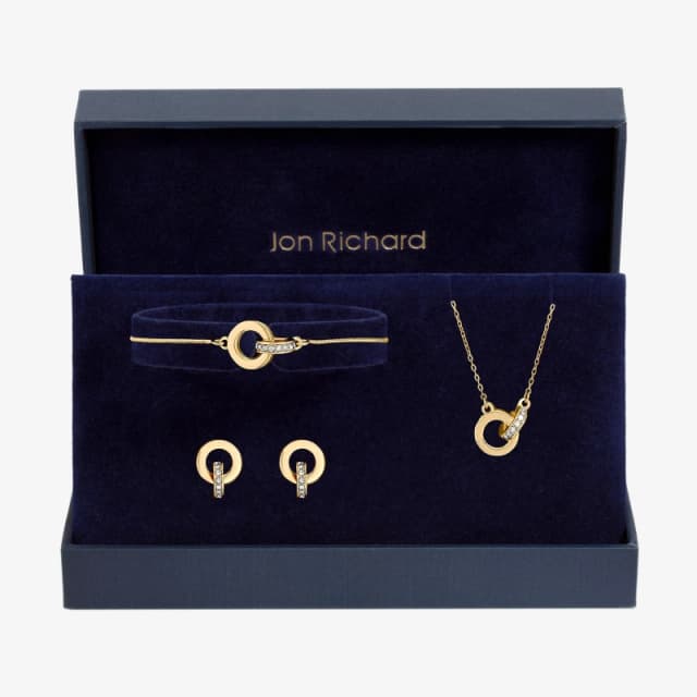 Jon Richard Gold Plated Crystal Circle Link Set - Gift Box Gold female One Size