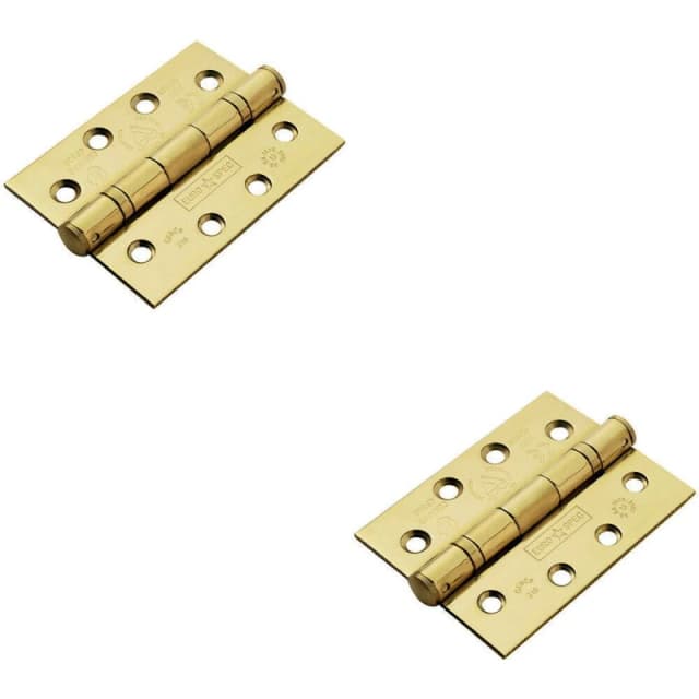 Loops 2x PAIR 102 x 76 x 3mm Ball Bearing Hinge Stainless Brass Interior Door Metallics