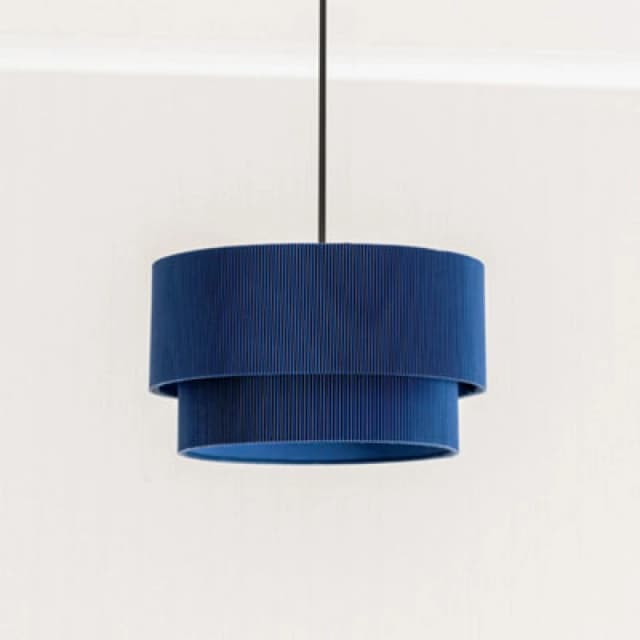 ValueLights Mason Ruched Crinkle Fabric Two Tier Ceiling Floor Table Lamp Shade Blue