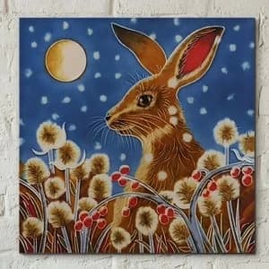 Tile 8x8 Autumn Frost Hare By J.Yates Wall Art