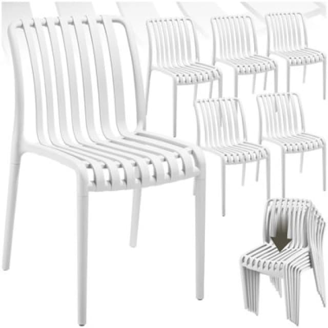 Tectake Garden Chairs Alcudia - Durable, Stackable And Weather-Resistant - Cream - Set Of 6