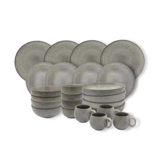 Cooks Professional 24pc Nordic Stoneware Dinnerware Set 4 Person Plate Bowl & Mug Setting in Grey Size: 24 Pack Grey Unisex 24 Pack