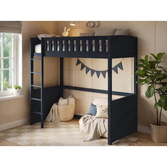 Flair Bea Wooden High Sleeper in Blue Size: Single Blue Unisex Single