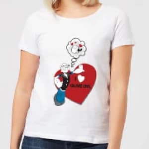 Popeye I Love Olive Oyl Womens T-Shirt - White - 3XL