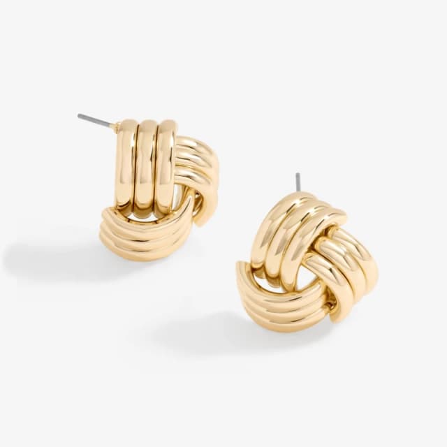Mood Gold Ridged Triple Knot Stud Earrings Gold